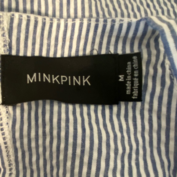 MINKPINK Blue & White Striped Layered Halter Tank Top – Size Medium - Picture 4 of 10